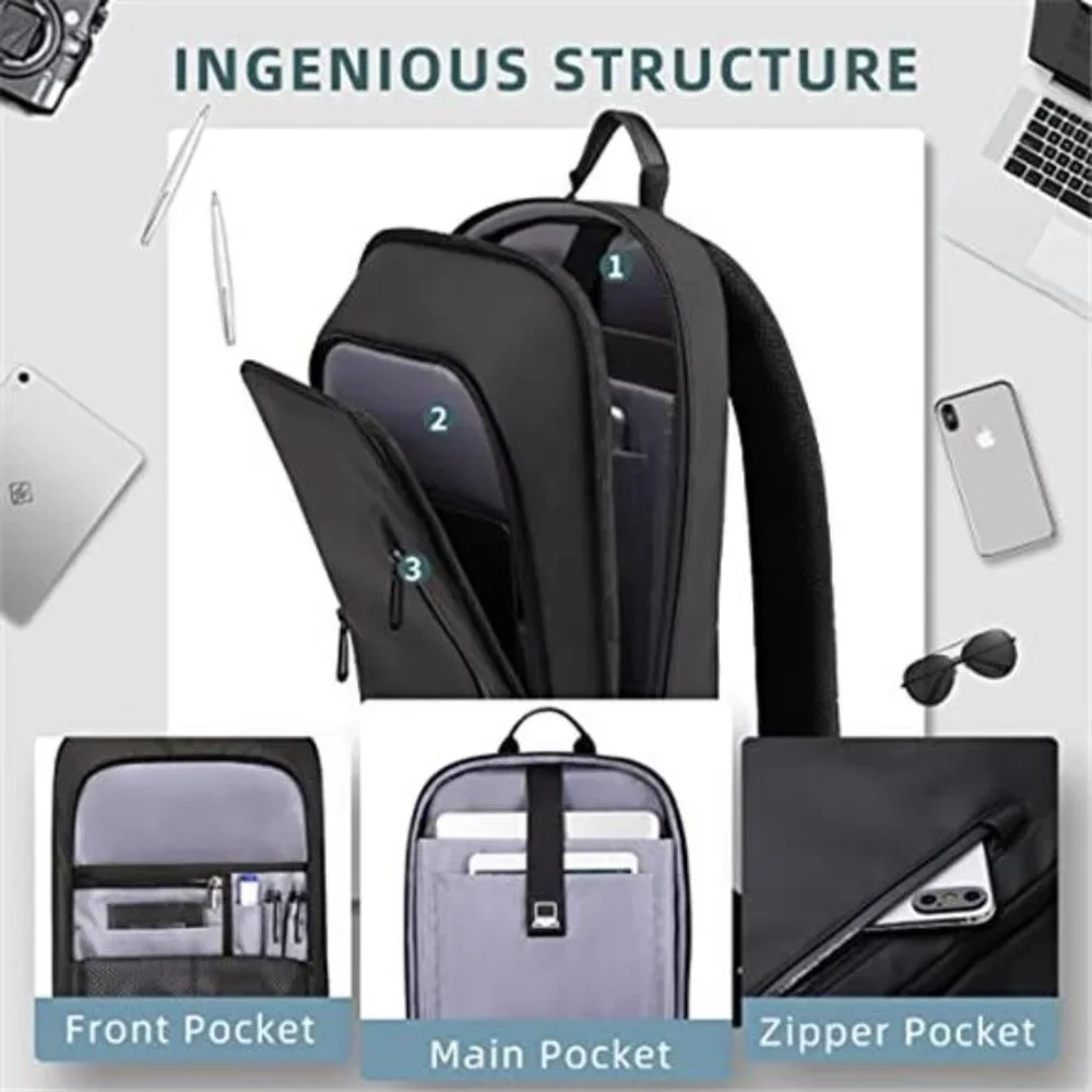 Waterproof Laptop Backpack USB Charging Travel Work College Daypack 15.6”